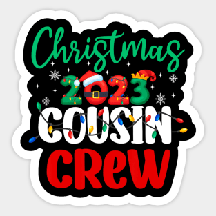 Christmas 2023 Cousin Crew Xmas Lights Funny Matching Pajama Sticker